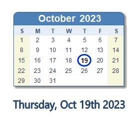 October 19, 2023 (Thursday) .